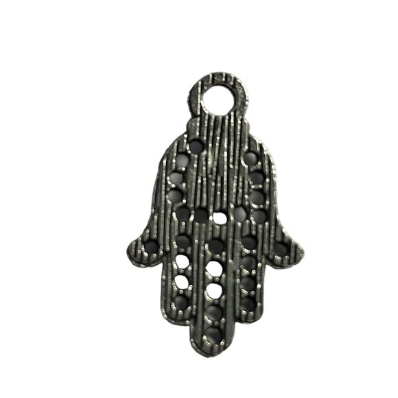 Hamsa Pendant Silver Tone Charm Bracelet Necklace Jewelry Craft Dangle Boho u Th - Picture 2 of 2